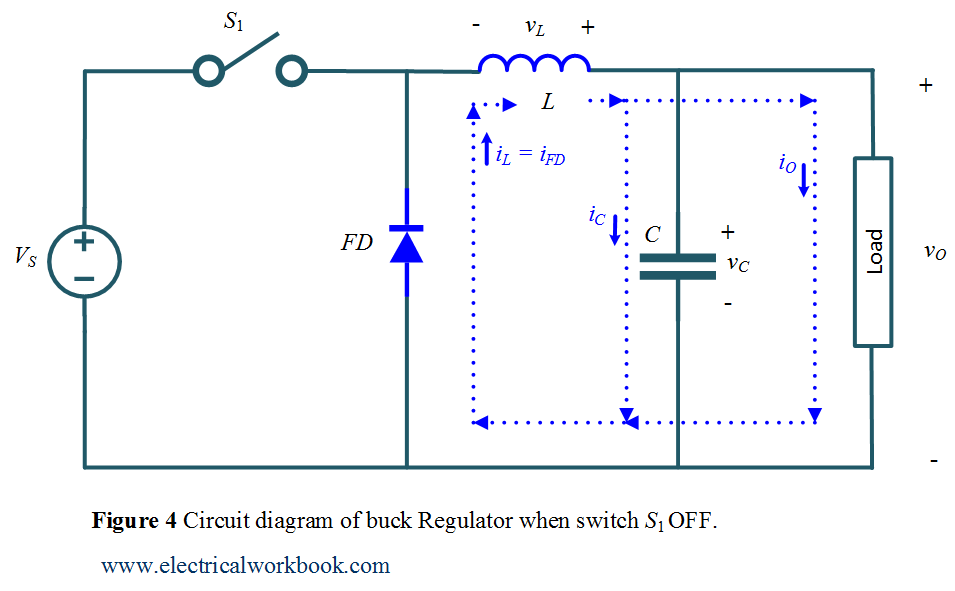 Circuit diagram of buck Regulator when switch S1 OFF
