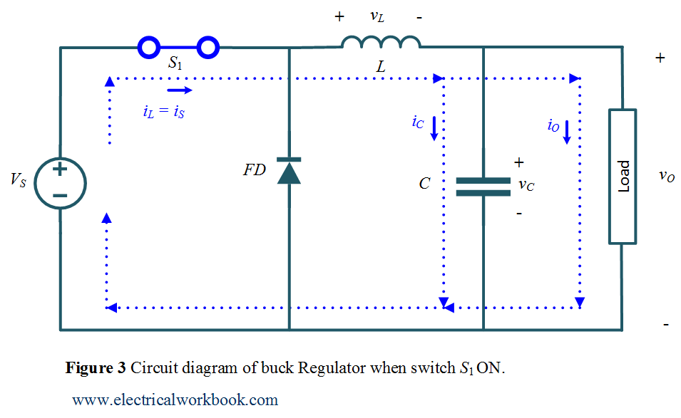Circuit diagram of buck Regulator when switch S1 ON