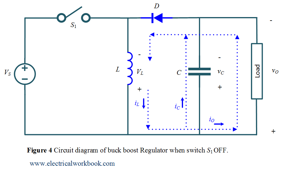 Circuit diagram of buck boost Regulator when switch S1 OFF