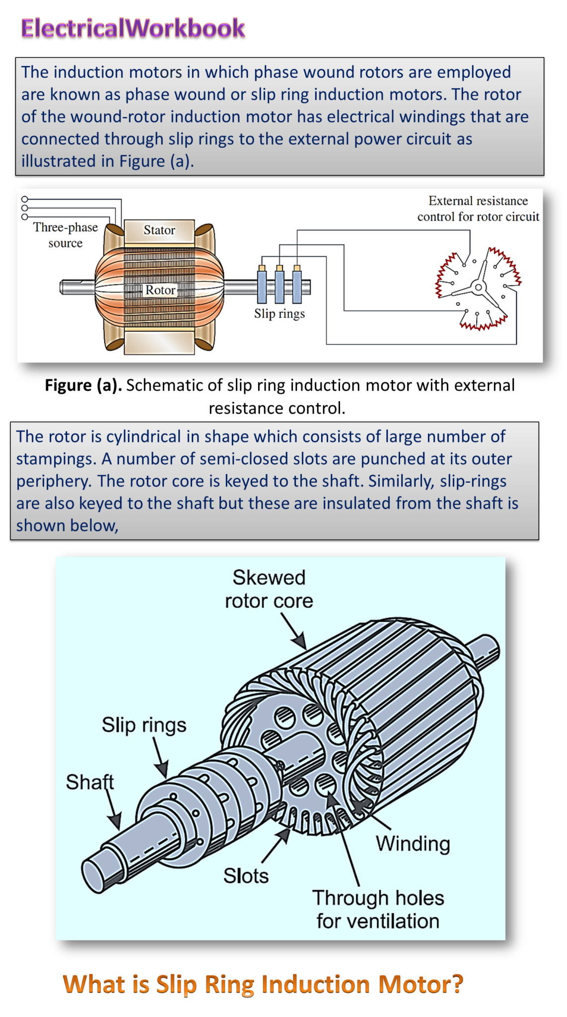 Autonomie noot combineren What is Slip Ring Induction Motor? Working Principle, Construction,  Diagram, Applications & Advantages - ElectricalWorkbook