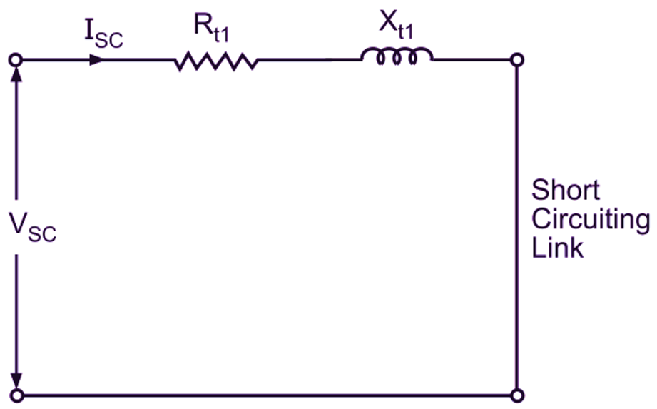 Equivalent circuit of a transformer under short-circuit condition
