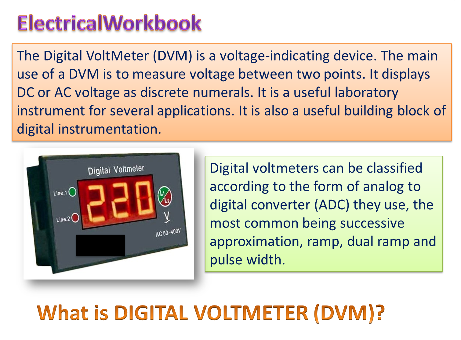 What is Digital Voltmeter (DVM) Working Principle, Block Diagram & Applications